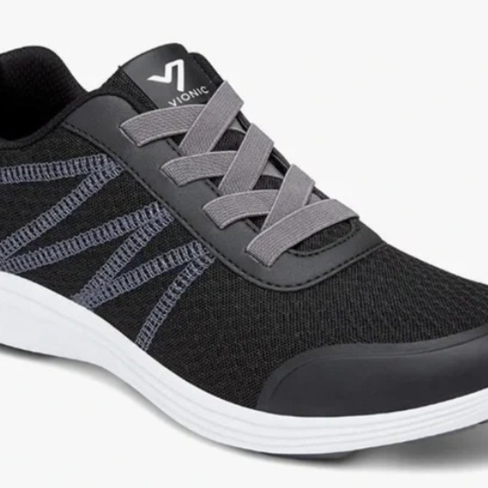 Vionic Black Shay Mesh Gore-Lace Sneakers Size 9